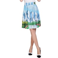 Digital Design Landscape Mountains A-line Skirt by Wegoenart