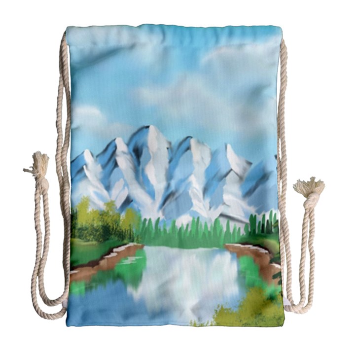 Digital Design Landscape Mountains Drawstring Bag (Large)