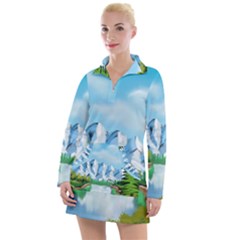 Digital Design Landscape Mountains Women s Long Sleeve Casual Dress by Wegoenart