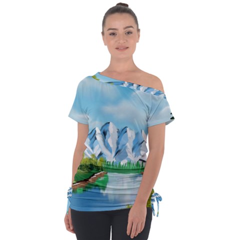 Digital Design Landscape Mountains Tie-up Tee by Wegoenart