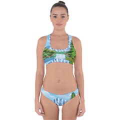 Digital Design Landscape Mountains Cross Back Hipster Bikini Set by Wegoenart