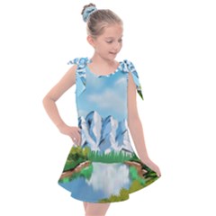 Digital Design Landscape Mountains Kids  Tie Up Tunic Dress