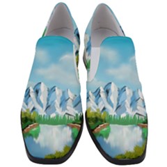 Digital Design Landscape Mountains Women Slip On Heel Loafers by Wegoenart