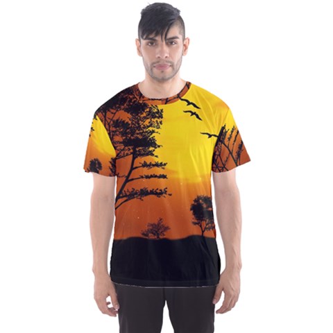 Digital Art Landscape Trees Artwork Men s Sports Mesh Tee by Wegoenart