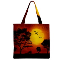 Digital Art Landscape Trees Artwork Zipper Grocery Tote Bag by Wegoenart