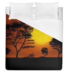 Digital Art Landscape Trees Artwork Duvet Cover (queen Size) by Wegoenart