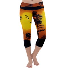 Digital Art Landscape Trees Artwork Capri Yoga Leggings by Wegoenart