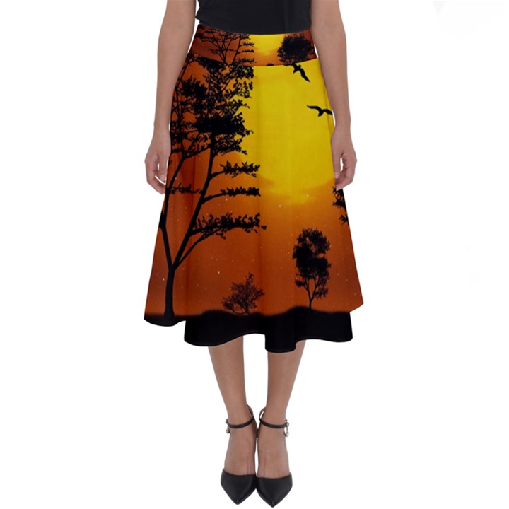 Digital Art Landscape Trees Artwork Perfect Length Midi Skirt