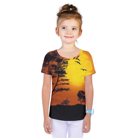 Digital Art Landscape Trees Artwork Kids  One Piece Tee by Wegoenart