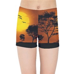 Digital Art Landscape Trees Artwork Kids  Sports Shorts by Wegoenart