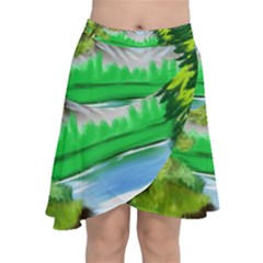 Digital Art Artwork Drawing Chiffon Wrap Front Skirt by Wegoenart