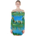 Digital Art Artwork Landscape Boat Long Sleeve Off Shoulder Dress View1