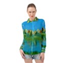 Digital Art Artwork Landscape Boat Long Sleeve Chiffon Shirt View1