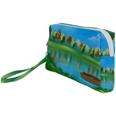 Digital Art Artwork Landscape Boat Wristlet Pouch Bag (Small)