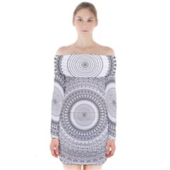 Pattern Design Pretty Cool Art Long Sleeve Off Shoulder Dress by Wegoenart