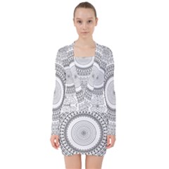 Pattern Design Pretty Cool Art V-neck Bodycon Long Sleeve Dress by Wegoenart