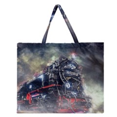 Steam Locomotive Br 99 Historically Zipper Large Tote Bag by Wegoenart