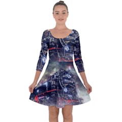 Steam Locomotive Br 99 Historically Quarter Sleeve Skater Dress