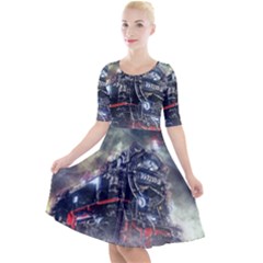 Steam Locomotive Br 99 Historically Quarter Sleeve A-line Dress by Wegoenart