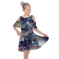 Steam Locomotive Br 99 Historically Kids  Shoulder Cutout Chiffon Dress by Wegoenart