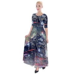 Steam Locomotive Br 99 Historically Half Sleeves Maxi Dress