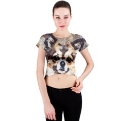 Chihuahua Dog Cute Pets Small Crew Neck Crop Top by Wegoenart