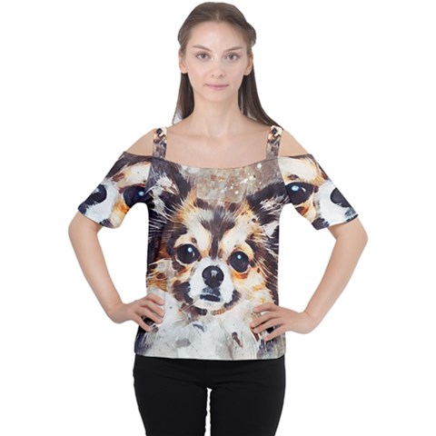 Chihuahua Dog Cute Pets Small Cutout Shoulder Tee by Wegoenart