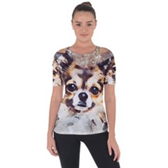 Chihuahua Dog Cute Pets Small Shoulder Cut Out Short Sleeve Top by Wegoenart