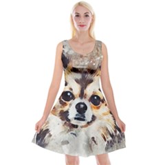 Chihuahua Dog Cute Pets Small Reversible Velvet Sleeveless Dress by Wegoenart