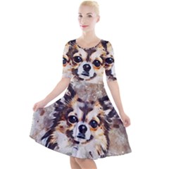 Chihuahua Dog Cute Pets Small Quarter Sleeve A-line Dress by Wegoenart