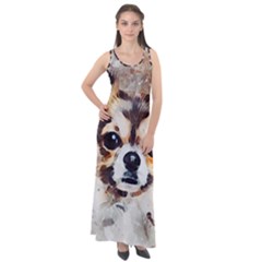 Chihuahua Dog Cute Pets Small Sleeveless Velour Maxi Dress by Wegoenart