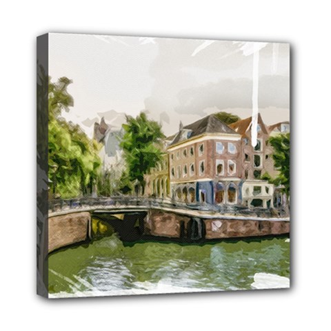 Amsterdam Holland Canal River Mini Canvas 8  X 8  (stretched) by Wegoenart