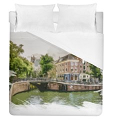 Amsterdam Holland Canal River Duvet Cover (queen Size) by Wegoenart