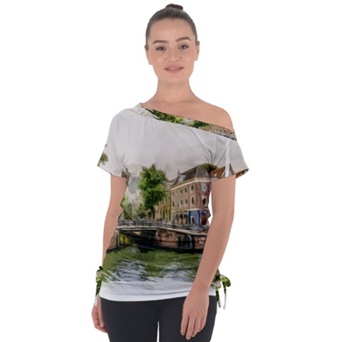 Amsterdam Holland Canal River Tie-up Tee by Wegoenart