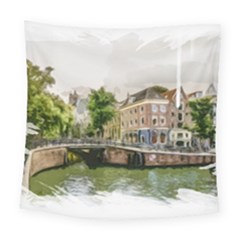 Amsterdam Holland Canal River Square Tapestry (large) by Wegoenart