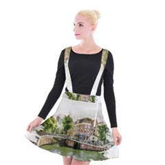 Amsterdam Holland Canal River Suspender Skater Skirt