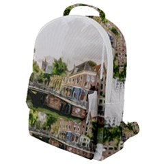 Amsterdam Holland Canal River Flap Pocket Backpack (small) by Wegoenart