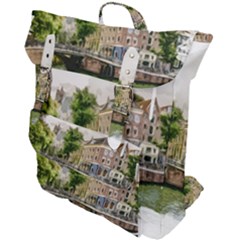 Amsterdam Holland Canal River Buckle Up Backpack by Wegoenart