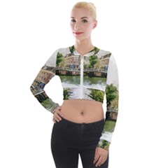 Amsterdam Holland Canal River Long Sleeve Cropped Velvet Jacket