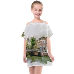 Amsterdam Holland Canal River Kids  One Piece Chiffon Dress by Wegoenart