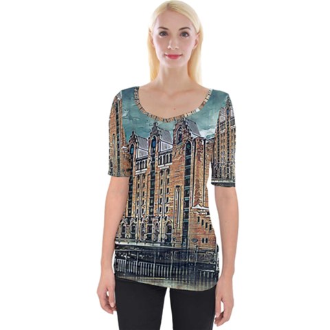 Architecture City Building Travel Wide Neckline Tee by Wegoenart