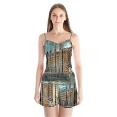 Architecture City Building Travel Satin Pajamas Set by Wegoenart