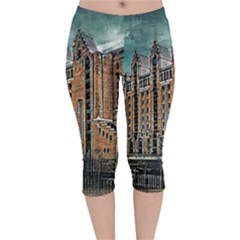 Architecture City Building Travel Velvet Capri Leggings  by Wegoenart