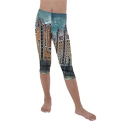 Architecture City Building Travel Kids  Lightweight Velour Capri Leggings  by Wegoenart