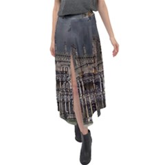 Castle Mansion Architecture House Velour Split Maxi Skirt