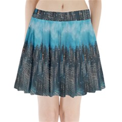 Cityscape Buildings Skyscraper Pleated Mini Skirt by Wegoenart