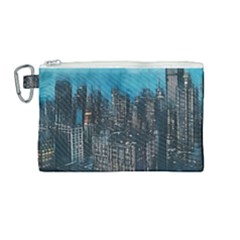 Cityscape Buildings Skyscraper Canvas Cosmetic Bag (medium) by Wegoenart