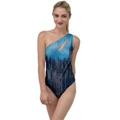 Cityscape Buildings Skyscraper To One Side Swimsuit by Wegoenart