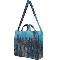 Cityscape Buildings Skyscraper Square Shoulder Tote Bag by Wegoenart