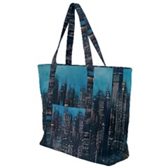 Cityscape Buildings Skyscraper Zip Up Canvas Bag by Wegoenart